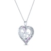 Thumbnail Image 2 of Square-Cut Pink Lab-Created Sapphire & Round-Cut White Lab-Created Sapphire "Mom" Heart Necklace Sterling Silver 18"