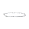 Thumbnail Image 1 of Oval-Cut White Lab-Created Sapphire & Diamond Accent Wavy Link Bracelet Sterling Silver 7.25"