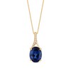 Thumbnail Image 1 of Oval-Cut Blue Lab-Created Sapphire & Diamond Accent Necklace 10K Yellow Gold 18"