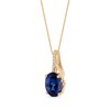 Thumbnail Image 2 of Oval-Cut Blue Lab-Created Sapphire & Diamond Accent Necklace 10K Yellow Gold 18"