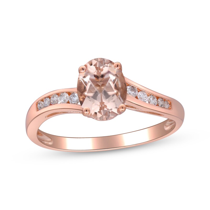 Oval-Cut Morganite & Diamond Ring 1/8 ct tw 10K Rose Gold