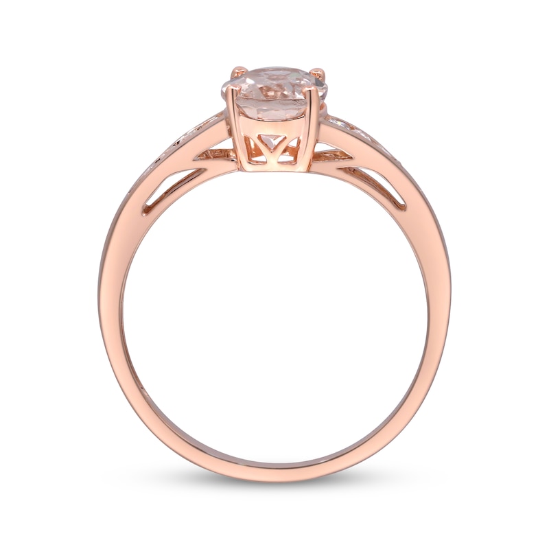 Oval-Cut Morganite & Diamond Ring 1/8 ct tw 10K Rose Gold