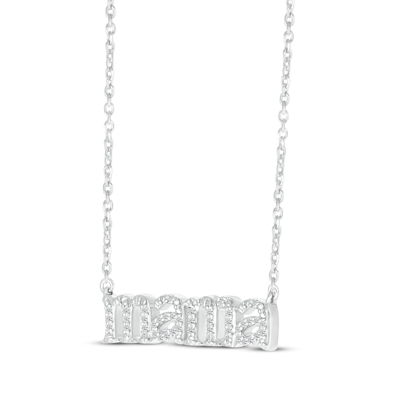 Diamond "Mama" Necklace 1/15 ct tw 10K White Gold 18"