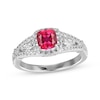 Thumbnail Image 1 of Cushion-Shaped Lab-Created Ruby & White Lab-Created Sapphire Ring Sterling Silver