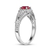 Thumbnail Image 2 of Cushion-Shaped Lab-Created Ruby & White Lab-Created Sapphire Ring Sterling Silver