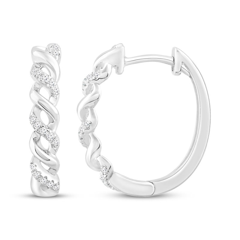Main Image 1 of Diamond Twist Hoop Earrings 1/10 ct tw Sterling Silver
