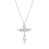 Thumbnail Image 1 of Marquise & Round-Cut White Lab-Created Sapphire Cross Necklace Sterling Silver 18"