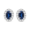 Thumbnail Image 0 of Oval-Cut Blue Lab-Created Sapphire & White Lab-Created Sapphire Halo Earrings Sterling Silver