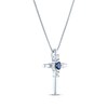 Thumbnail Image 2 of Oval-Cut Blue Lab-Created Sapphire & Round-Cut White Lab-Created Sapphire Cross Necklace Sterling Silver 18"