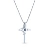 Thumbnail Image 3 of Oval-Cut Blue Lab-Created Sapphire & Round-Cut White Lab-Created Sapphire Cross Necklace Sterling Silver 18"
