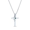 Thumbnail Image 3 of Oval-Cut Lab-Created Emerald & Round-Cut White Lab-Created Sapphire Cross Necklace Sterling Silver 18"
