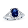 Thumbnail Image 1 of Cushion-Cut Blue Lab-Created Sapphire & White Lab-Created Sapphire Ring Sterling Silver