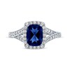 Thumbnail Image 3 of Cushion-Cut Blue Lab-Created Sapphire & White Lab-Created Sapphire Ring Sterling Silver