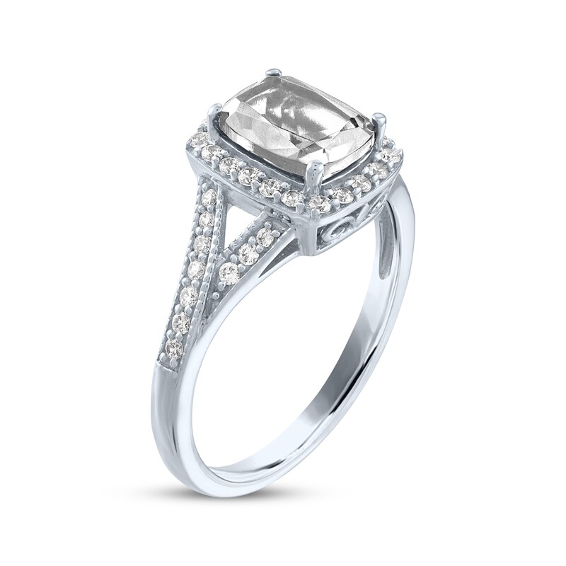 Cushion-Cut White Lab-Created Sapphire Ring Sterling Silver