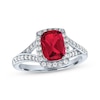 Thumbnail Image 0 of Cushion-Cut Lab-Created Ruby & White Lab-Created Sapphire Ring Sterling Silver