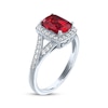 Thumbnail Image 1 of Cushion-Cut Lab-Created Ruby & White Lab-Created Sapphire Ring Sterling Silver