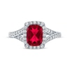 Thumbnail Image 2 of Cushion-Cut Lab-Created Ruby & White Lab-Created Sapphire Ring Sterling Silver