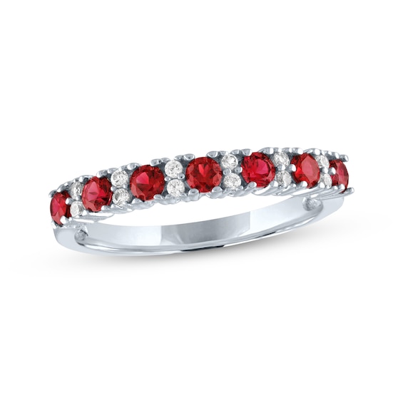 Lab-Created Ruby & White Lab-Created Sapphire Stackable Ring Sterling Silver