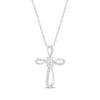 Thumbnail Image 1 of Oval-Cut White Lab-Created Sapphire Looping Cross Necklace Sterling Silver 18"