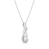 Thumbnail Image 1 of Oval-Cut White Lab-Created Sapphire Twist Drop Necklace Sterling Silver 18"