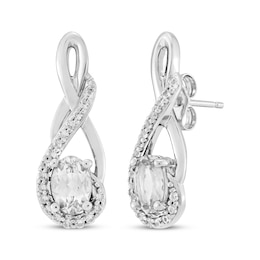 Oval-Cut White Lab-Created Sapphire Twist Drop Earrings Sterling Silver
