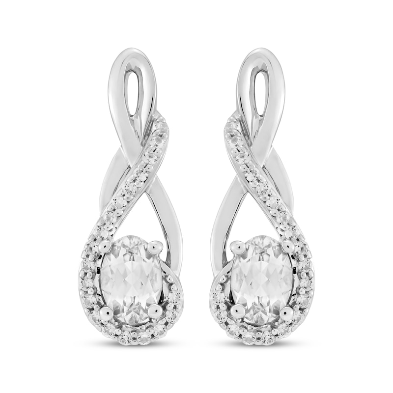 Main Image 2 of Oval-Cut White Lab-Created Sapphire Twist Drop Earrings Sterling Silver