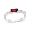 Thumbnail Image 0 of Baguette-Cut Lab-Created Ruby & White Lab-Created Sapphire Ring Sterling Silver