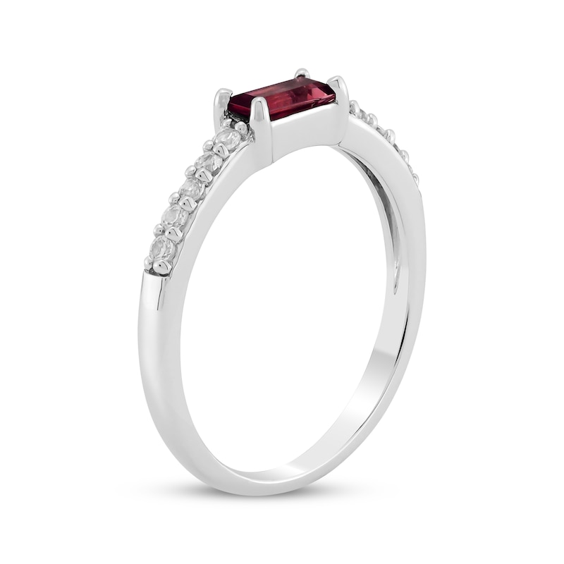 Baguette-Cut Lab-Created Ruby & White Lab-Created Sapphire Ring Sterling Silver
