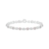 Thumbnail Image 1 of Lab-Created Opal & White Lab-Created Sapphire Milgrain Frame Bracelet Sterling Silver 7.5"