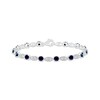 Thumbnail Image 1 of Blue & White Lab-Created Sapphire Milgrain Frame Bracelet Sterling Silver 7.5"