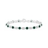 Thumbnail Image 0 of Lab-Created Emerald & White Lab-Created Sapphire Milgrain Frame Bracelet Sterling Silver 7.5"