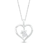 Thumbnail Image 0 of Heart-Shaped White Lab-Created Sapphire Paw Print Necklace Sterling Silver 18"