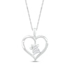Thumbnail Image 1 of Heart-Shaped White Lab-Created Sapphire Paw Print Necklace Sterling Silver 18"