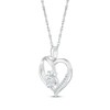 Thumbnail Image 2 of Heart-Shaped White Lab-Created Sapphire Paw Print Necklace Sterling Silver 18"
