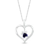 Thumbnail Image 1 of Heart-Shaped Blue Lab-Created Sapphire & White Lab-Created Sapphire Paw Print Necklace Sterling Silver 18"