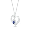 Thumbnail Image 2 of Heart-Shaped Blue Lab-Created Sapphire & White Lab-Created Sapphire Paw Print Necklace Sterling Silver 18"