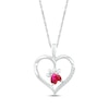 Thumbnail Image 1 of Heart-Shaped Lab-Created Ruby & White Lab-Created Sapphire Paw Print Necklace Sterling Silver 18"