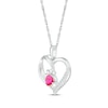 Thumbnail Image 2 of Heart-Shaped Lab-Created Ruby & White Lab-Created Sapphire Paw Print Necklace Sterling Silver 18"