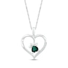 Thumbnail Image 1 of Heart-Shaped Lab-Created Emerald & White Lab-Created Sapphire Paw Print Necklace Sterling Silver 18"