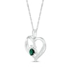 Thumbnail Image 2 of Heart-Shaped Lab-Created Emerald & White Lab-Created Sapphire Paw Print Necklace Sterling Silver 18"