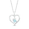 Thumbnail Image 1 of Heart-Shaped Aquamarine & White Lab-Created Sapphire Paw Print Necklace Sterling Silver 18"
