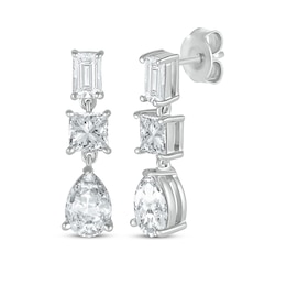 Pear, Square & Emerald-Cut White Lab-Created Sapphire Drop Earrings Sterling Silver