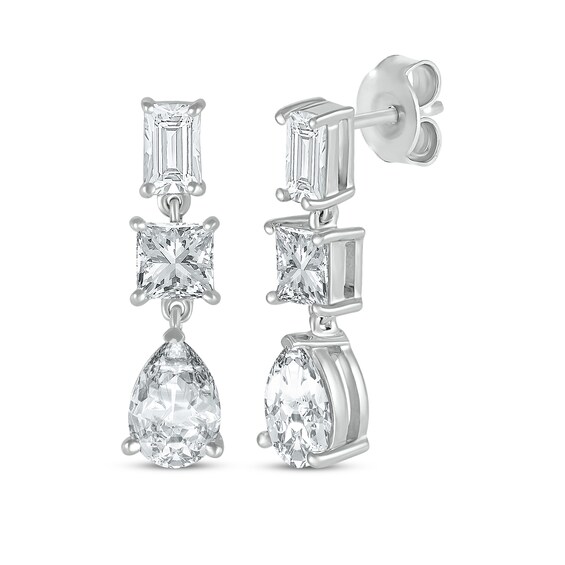 Pear, Square & Emerald-Cut White Lab-Created Sapphire Drop Earrings Sterling Silver