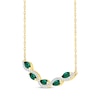 Thumbnail Image 2 of Marquise-Cut Lab-Created Emerald & Diamond Smile Necklace 1/5 ct tw 10K Yellow Gold 18"