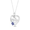 Thumbnail Image 2 of Blue & White Lab-Created Sapphire "Madre" Heart Flower Necklace Sterling Silver 18"