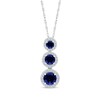 Thumbnail Image 1 of Blue Lab-Created Sapphire & Diamond Vertical Stack Necklace 1/8 ct tw Sterling Silver 18"
