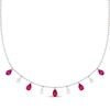 Thumbnail Image 1 of Pear-Shaped Lab-Created Ruby & White Lab-Created Sapphire Dangles Necklace Sterling Silver 18"
