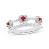 Thumbnail Image 1 of Lab-Created Ruby & White Lab-Created Sapphire Faux Stack Ring Sterling Silver