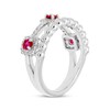 Thumbnail Image 2 of Lab-Created Ruby & White Lab-Created Sapphire Faux Stack Ring Sterling Silver