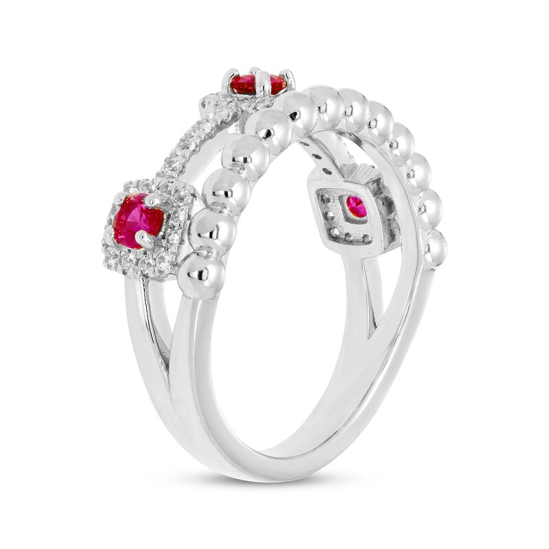Main Image 2 of Lab-Created Ruby & White Lab-Created Sapphire Faux Stack Ring Sterling Silver
